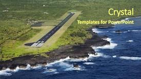  Presentation with maui - Presentation with rural airport - aerial view of landing airstrip background and a tawny brown colored foreground