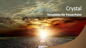  Presentation with asphalt road animtion - Amazing presentation theme having roads line - rural asphalt road in sunset backdrop and a  colored foreground