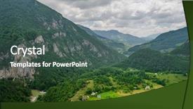  Presentation with europe bank - Cool new slide set with rural bank - beautiful mountains of the river backdrop and a ocean colored foreground