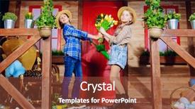  Presentation with happy birthday frame holiday - Colorful PPT theme enhanced with rural child - easter holidays happy children are backdrop and a tawny brown colored foreground