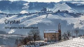  Presentation with vineyards - Presentation design consisting of rural church and vineyards covered background and a seafoam green colored foreground