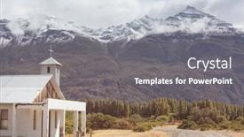  Presentation with rural america - PPT theme featuring rural-church-in-chile-mountains background and a gray colored foreground