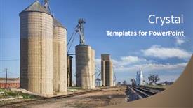  Presentation with elevators - PPT theme having rural colorado scenery - grain elevators background and a teal colored foreground