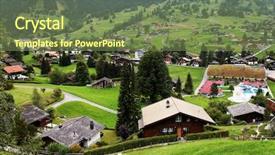  Presentation with switzerland - PPT theme featuring rural community - grindelwald village switzerland background and a tawny brown colored foreground