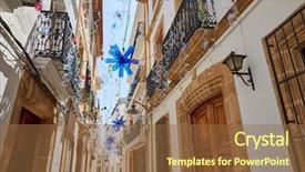  Presentation with old big bike on white - Audience pleasing slides consisting of rural community - javea also xabia old town backdrop and a  colored foreground