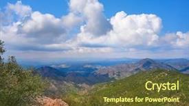 Presentation with forest - Slide set featuring rural community climate - espadan sierra peak forest background and a tawny brown colored foreground