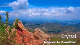  Presentation with forest fantacy - Presentation theme with rural community climate - espadan sierra peak forest background and a red colored foreground