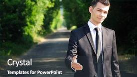  Presentation with road - Slide deck consisting of rural coopration - business man handshake on road background and a  colored foreground