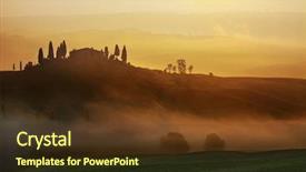  Presentation with clear sunny day rural landscape - Cool new PPT theme with rural countryside landscape in tuscany backdrop and a tawny brown colored foreground