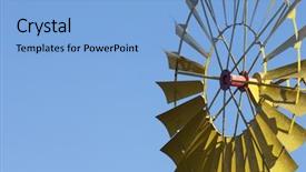  Presentation with agricultural - PPT layouts with rural development - detail of a traditional windmill background and a light blue colored foreground