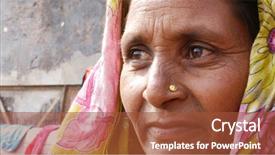  Presentation with rural development - Theme with rural development - indian woman portrait background and a red colored foreground
