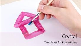  Presentation with house - PPT theme enhanced with rural education - child draws house with watercolors background and a  colored foreground