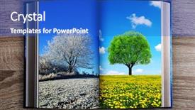  Presentation with fine food and wine spring - Beautiful presentation theme featuring rural education - picture of winter and spring backdrop and a cobalt blue colored foreground