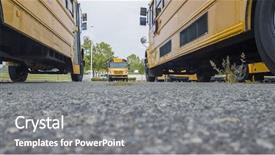  Presentation with buses - Slide set with rural education - school buses prepare for another background and a gray colored foreground