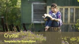  Presentation with child girl reading a book - Slides having rural education - teen girl reads book sitting background and a  colored foreground