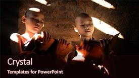  Presentation with shining light - Colorful PPT layouts enhanced with rural education - two southeast asian little monks backdrop and a wine colored foreground