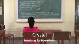  Presentation with back school education - Theme featuring rural education - young girl student looking background and a tawny brown colored foreground