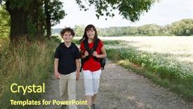  Presentation with school kids - Presentation having rural education - young kids going to school background and a tawny brown colored foreground