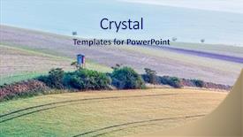  Presentation with hunting - Amazing slide set having rural europe background - moravian rolling landscape with hunting tower shack in early morning on sunrise moravia czech republic backdrop and a sky blue colored foreground