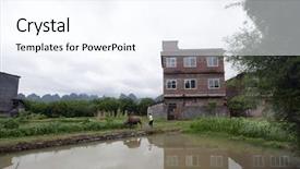  Presentation with farmlands - PPT layouts with rural farmlands and workers in guilin china background and a sky blue colored foreground