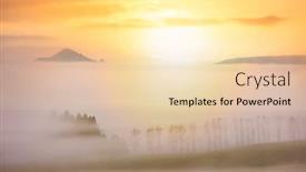  Presentation with fog - Presentation theme with rural-fields-covered-with-morning background and a lemonade colored foreground