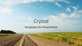  Presentation with rural road - Cool new slide deck with rural gravel road and blue backdrop and a sky blue colored foreground