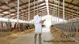  Presentation with animal agriculture - Amazing slide deck having rural healthcare - agriculture industry farming people backdrop and a coral colored foreground