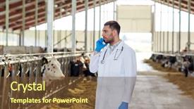  Presentation with animal agriculture - Presentation design consisting of rural healthcare - agriculture industry farming people background and a tawny brown colored foreground