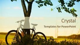  Presentation with bicycle - Theme having rural healthcare - mountain bicycle outdoors background and a soft green colored foreground