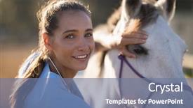  Presentation with elementary school female career day - Presentation design consisting of rural healthcare - portrait of smiling female vet background and a seafoam green colored foreground