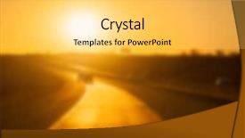  Presentation with reflecting - Amazing PPT theme having rural highway with sun backdrop and a yellow colored foreground