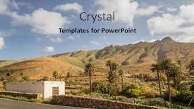  Presentation with rural - Cool new slides with rural house ad dry landscape hills behind in fuerteventura canary islands spain backdrop and a light blue colored foreground