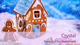  Presentation with gingerbread house - Colorful slides enhanced with rural house of gingerbread houses backdrop and a pink colored foreground