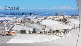  Presentation with rural - Cool new PPT theme with rural-houses-and-small-medieval backdrop and a light blue colored foreground