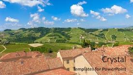  Presentation with red white blue - PPT layouts with rural houses with red roof background and a coral colored foreground