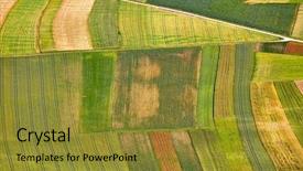  Presentation with agricultural - Presentation theme consisting of rural landscape - aerial view of agricultural fields background and a gold colored foreground