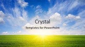  Presentation with sky sun - Presentation design featuring rural landscape - green field blue sky background and a  colored foreground