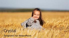  Presentation with old - Amazing PPT layouts having rural landscape - happy 2 year old girl backdrop and a yellow colored foreground