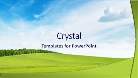  Presentation with law blue sky scales - PPT layouts consisting of rural landscape - meadow and blue sky background and a sky blue colored foreground