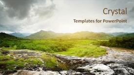  Presentation with rocky mountains - Presentation theme with rural landscape - rocky land and mountains background and a sky blue colored foreground