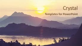  Presentation with top view of amazon river - Slide deck enhanced with rural landscape - song river at vang vieng background and a cream colored foreground