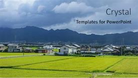  Presentation with rice fields - Slide set having rural-landscape-in-japan background and a light blue colored foreground