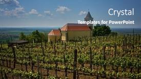  Presentation with hungary - Theme with rural-landscape-of-a-wine background and a teal colored foreground