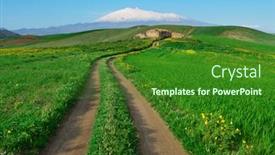  Presentation with farm house - Theme featuring rural-landscape-of-sicily background and a forest green colored foreground