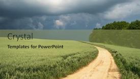  Presentation with rural road - PPT theme featuring rural-landscape-with-a-country background and a yellow colored foreground