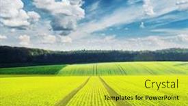  Presentation with blue sky - Presentation theme consisting of rural-landscape-with-agricultural-fields background and a yellow colored foreground