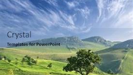  Presentation with green tree - PPT theme enhanced with rural-landscape-with-almond-tree background and a light blue colored foreground