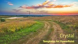 Presentation with rural road - PPT theme featuring rural-landscape-with-ground-road background and a tawny brown colored foreground