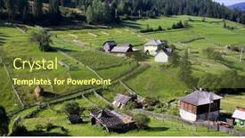  Presentation with farm house - Presentation theme consisting of rural-landscape-with-lush-green background and a tawny brown colored foreground