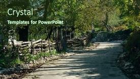  Presentation with forest road - Slide deck featuring rural-landscape-with-old-road background and a tawny brown colored foreground